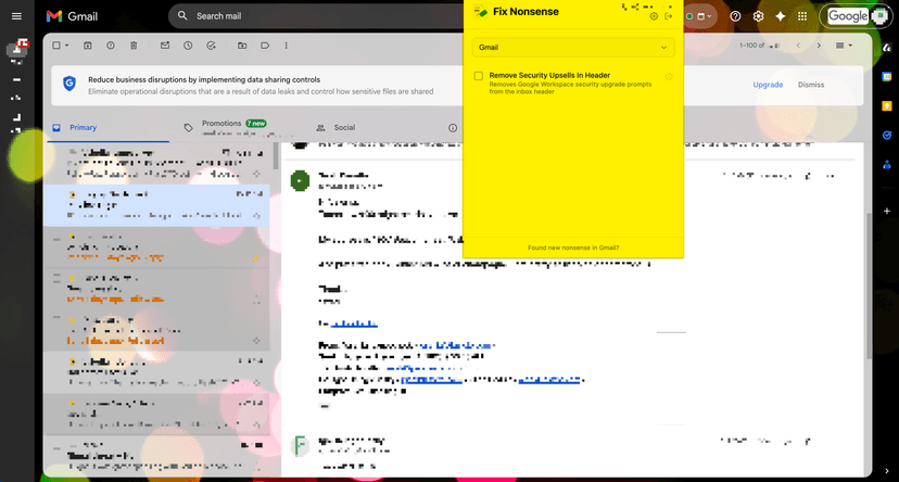 Gmail with Fix Nonsense popup